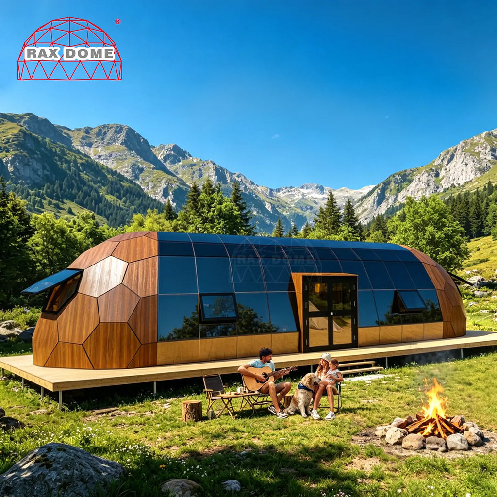 6×16M Capsule Glass Dome House for Luxury Glamping Resorts Yoga Fitting Room and Commercial Projects