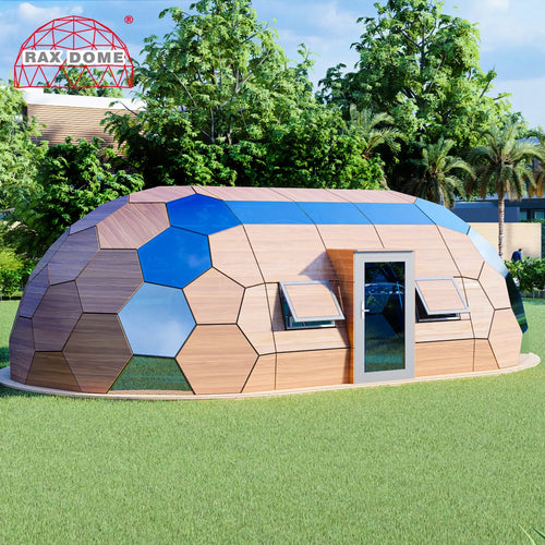6×10M Capsule Glass Dome for Resort Rooms & Reception | Blue Glass Glamping Dome House